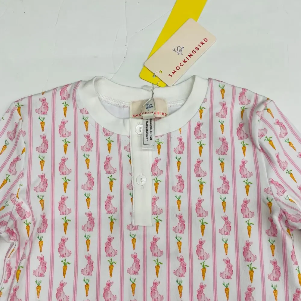 NWT Smockingbird Size 8 Pink Bunny Knit PJs